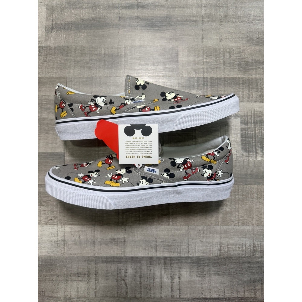 Disney X Vans Mickey Mouse Gray Slip-on Sneakers Men's Size 9.5 New W/box - Picture 4 of 7